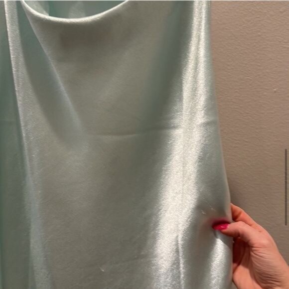Priceless Heaven Mint Cowl Neck Satin Mini Slip Dress - Picture 8 of 13